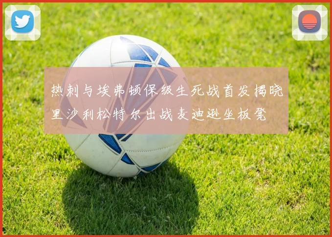 热刺与埃弗顿保级生死战首发揭晓里沙利松特尔出战麦迪逊坐板凳